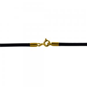 Collana in caucciu nero 45 cm e chiusura in oro giallo - gallery