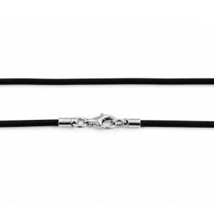 Collana in caucciu nero 50 cm e chiusura in argento