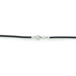 Collana in caucci nero 45 cm e chiusura in argento