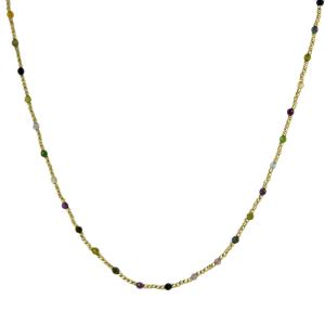 Collana in oro giallo con sfere sul girocollo multicolor - gallery