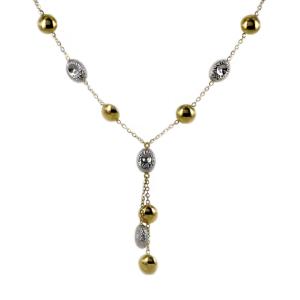 Collana in oro giallo e bianco a pendente pepite sfaccettate - gallery