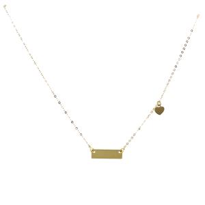Collana in oro giallo personalizzabile targa con cuore 