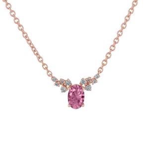 Collana in oro rosa con Zaffiro rosa e Diamanti 