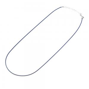 Collana in tessuto nautico blu sottile e chiusura in argento 60 cm