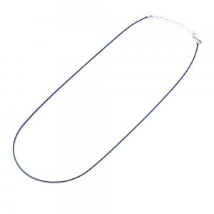 Collana in tessuto nautico blu sottile e chiusura in argento 60 cm - gallery