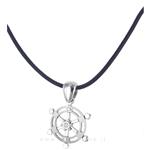 Collana in tessuto nautico con ciondolo Timone in argento