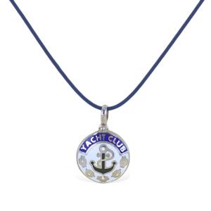 Collana in tessuto nautico con ciondolo YACHT CLUB in argento