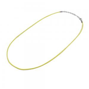 Collana in tessuto nautico giallo sottile e chiusura in argento regolabile