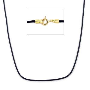 Collana in tessuto nautico nero 45 cm e chiusura in oro giallo