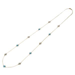 Collana lunga in oro con Quadrifogli madreperla e turchese