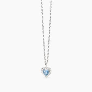 Collana Mabina in argento con acquamarina sintetica a forma di cuore e zirconi 553784