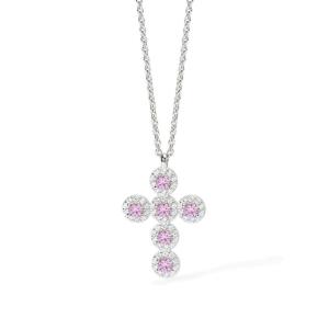 Collana Mabina in argento con ciondolo croce tormaline sintetiche e zirconi 553657 - gallery