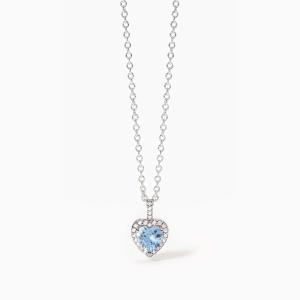 Collana Mabina in argento con cuore acquamarina sintetica e zirconi bianchi 553729