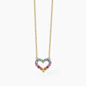 Collana Mabina in argento con cuore e zirconi multicolor 553682