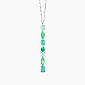 Collana Mabina in argento con fusion stone glass verde pendente 553737 - gallery
