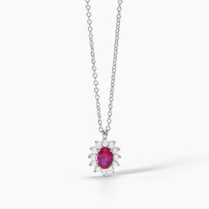 Collana da donna Mabina in argento con rubino sintetico taglio ovale e zirconi 553647 - gallery