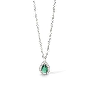 Collana Mabina in argento con smeraldo sintetico e zirconi 553663 - gallery