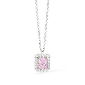 Collana Mabina in argento con zircone rosa e zirconi bianchi 553652 - gallery