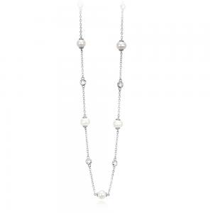 Collana Mabina in argento con zirconi e perle 553230 - gallery