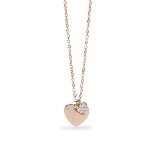 Collana Mabina in argento rosato con doppio cuore 553507