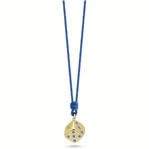 Collana Nanan da bambino con laccio blu e ciondolo dado in argento NGLD0028 - gallery