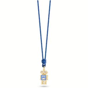 Collana Nanan da bambino con laccio blu e ciondolo robot in argento NAN0442