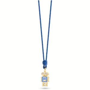 Collana Nanan da bambino con laccio blu e ciondolo robot in argento NAN0442