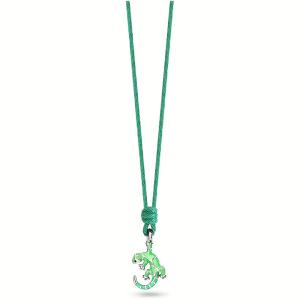 Collana Nanan da bambino/a con laccio verde e ciondolo geco in argento NAN0446