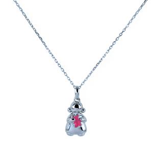 Collana Nanan in argento con bambina e orsetto rosa NAN0511