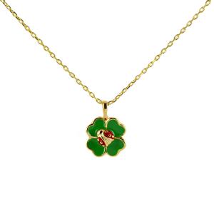 Collana Nanan in argento giallo con quadrifoglio e coccinella NAN0627