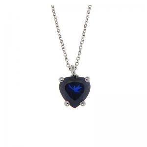 Collana Orsini ciondolo taglio Cuore Blu in Argento con zircone blu