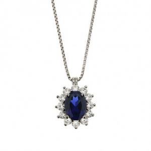 Collana Orsini Rosetta in Argento con zircone blu