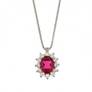 Collana Orsini Rosetta in Argento con zircone rosso - gallery