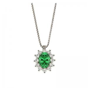 Collana Orsini Rosetta in Argento con zircone verde - gallery