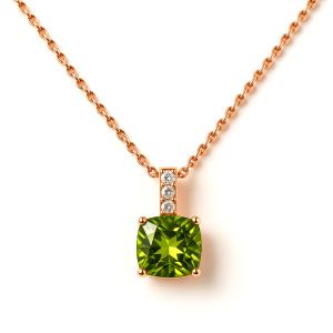 Collana pendente con Tormalina Verde e diamanti in oro rosa - gallery