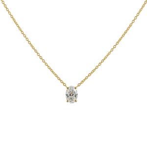 Collana Punto Luce Ovale Diamante Lab Grown in oro giallo