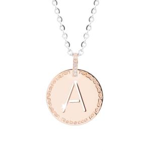 Collana Rebecca donna in acciaio rosa e silver My World lettera A  - gallery