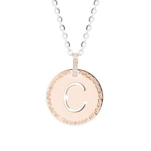 Collana Rebecca donna in acciaio rosa e silver My World lettera C - gallery