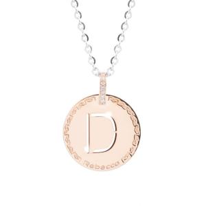 Collana Rebecca donna in acciaio rosa e silver My World lettera D 