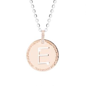 Collana Rebecca donna in acciaio rosa e silver My World lettera E - gallery