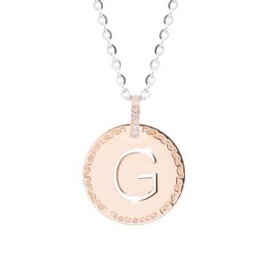 Collana Rebecca donna in acciaio rosa e silver My World lettera G 