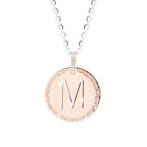 Collana Rebecca donna in acciaio rosa e silver My World lettera M - gallery