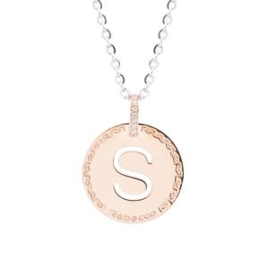 Collana Rebecca donna in acciaio rosa e silver My World lettera S - gallery