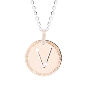 Collana Rebecca donna in acciaio rosa e silver My World lettera V