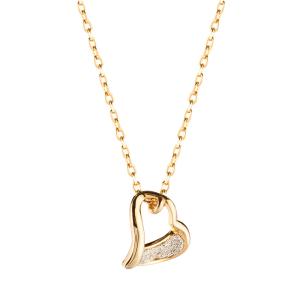 Collana Rebecca in argento giallo con cuore e polvere di diamanti SJLKCO77