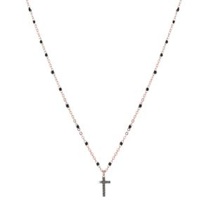 Collana Rebecca in argento rosato con pietre nere e croce - jolie SJOKAR74 - gallery