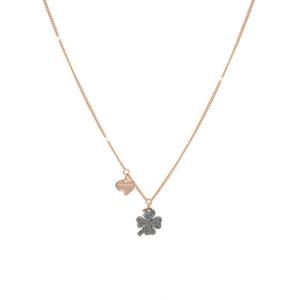 Collana Rebecca in argento rosato con quadrifoglio SJOKAR27