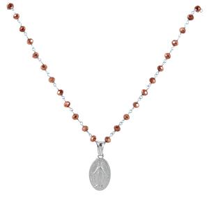 Collana religiosa Medaglia Madonna Miracolosa Agios con cristalli rossi - gallery