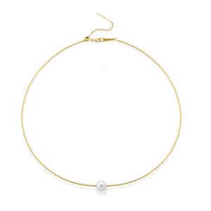 Collana rigida in Argento giallo con perla d�acqua dolce 8.00 - 8.50 mm - gallery