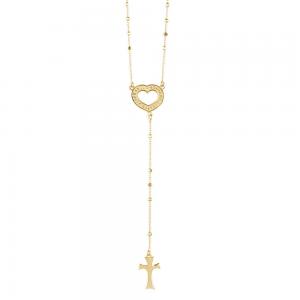 Collana rosario con frase papa Francesco in argento e cuore Agios - gallery